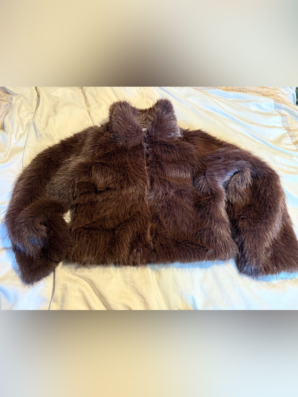 Stoosh Women’s Faux Fur Pea Coat in Deep Brown